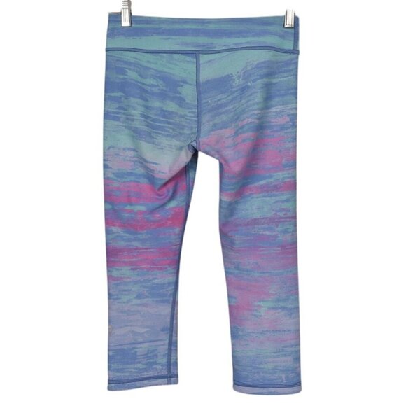 Ivivva Girls Reversible Black Light Blue Purple Abstract Crop Leggings Size 12 - Picture 7 of 9